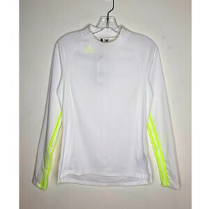 NWT Adidas Golf Sun Protection Long Sleeve Mock Neck Top - white yellow - SMALL